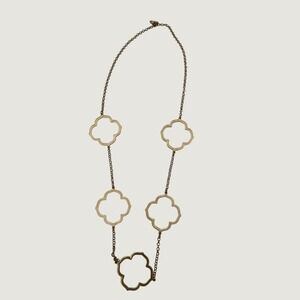 Park Lane Gold Tone Open Quatrefoil Clover Station Long Necklace 32 Inch